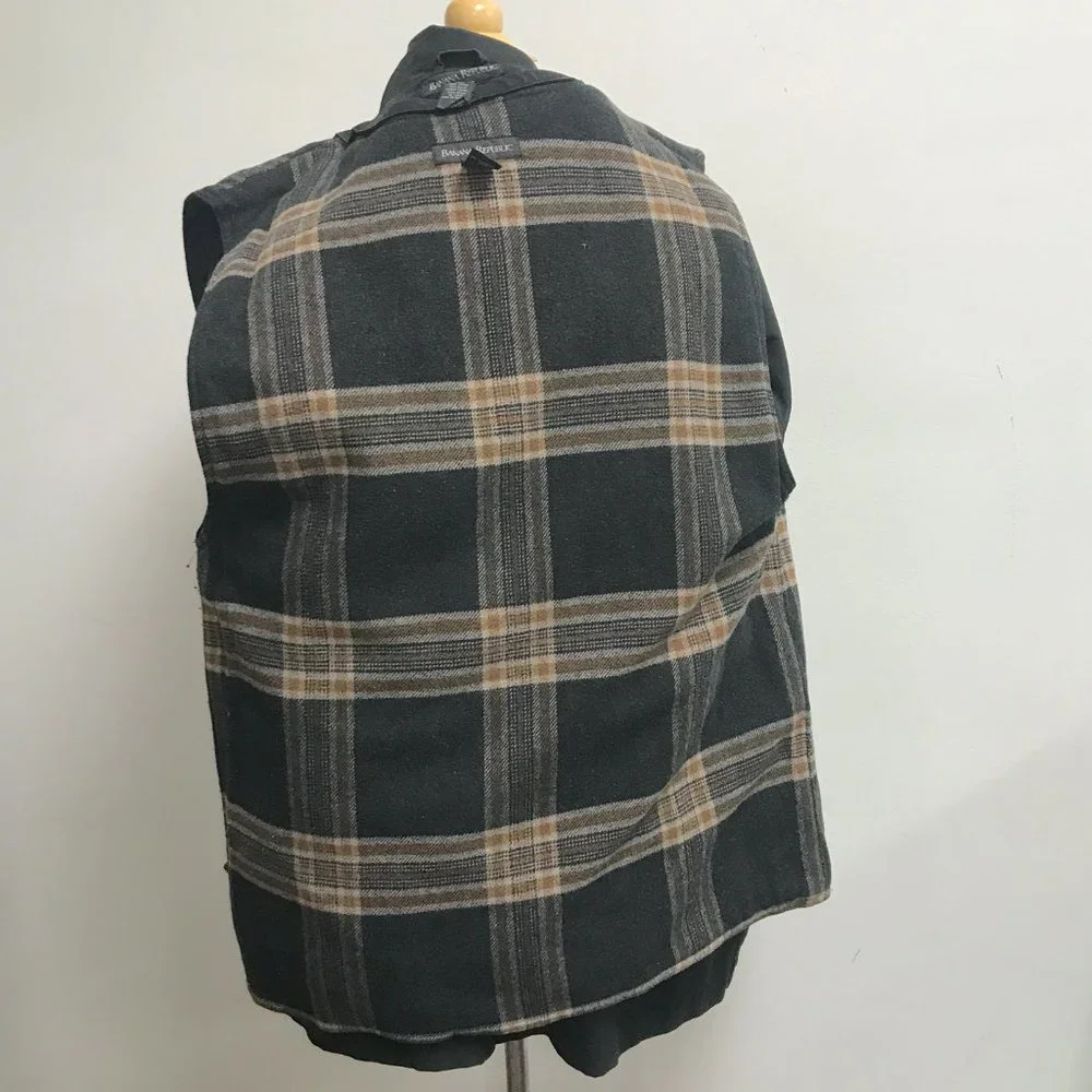 Banana Republic black zip out plaid lined barn coat field chore jacket S Vintage